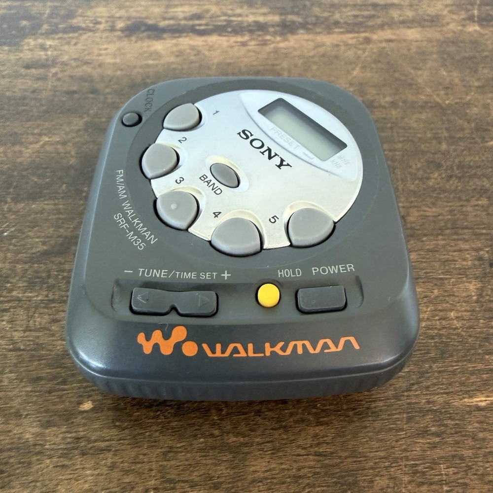 Sony Walkman SRF-M35 AM/FM Radio Vintage W/ Belt Clip Tested Retro Y2K
